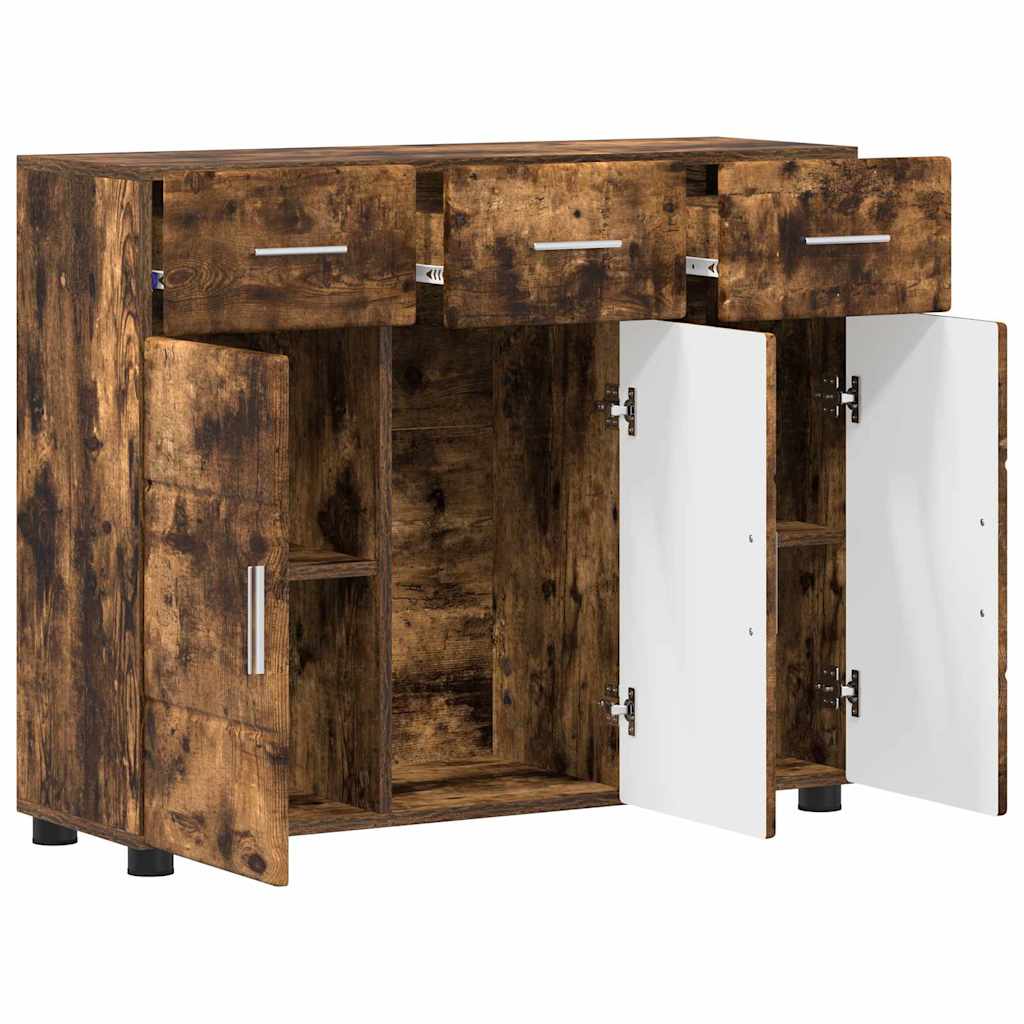 Dressoir FLORIN Gerookt eiken 88,5 x 30,5 x 73 cm Bewerkt hout is nu te koop bij PeponiXL, paradijselijk wonen!