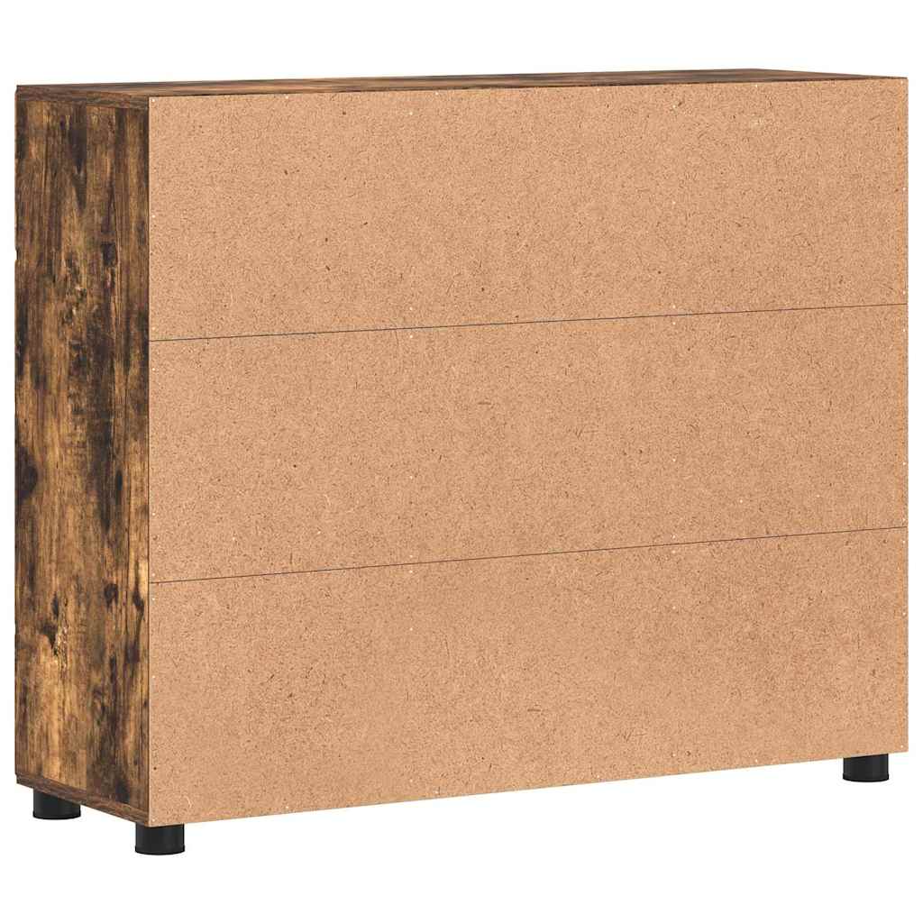 Dressoir FLORIN Gerookt eiken 88,5 x 30,5 x 73 cm Bewerkt hout is nu te koop bij PeponiXL, paradijselijk wonen!