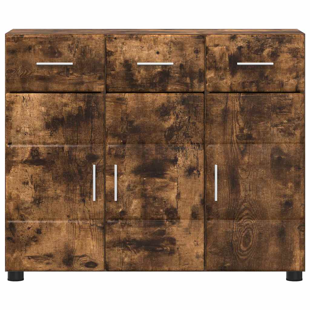 Dressoir FLORIN Gerookt eiken 88,5 x 30,5 x 73 cm Bewerkt hout is nu te koop bij PeponiXL, paradijselijk wonen!