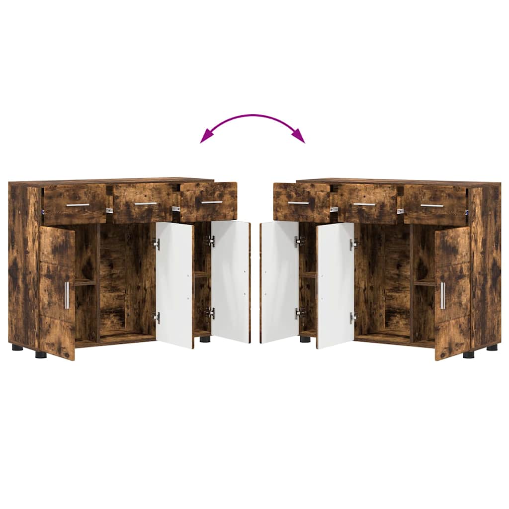 Dressoir FLORIN Gerookt eiken 88,5 x 30,5 x 73 cm Bewerkt hout is nu te koop bij PeponiXL, paradijselijk wonen!