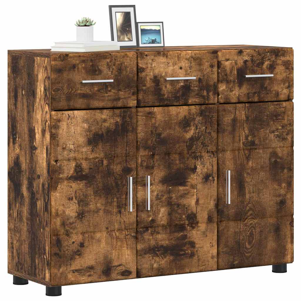 Dressoir FLORIN Gerookt eiken 88,5 x 30,5 x 73 cm Bewerkt hout is nu te koop bij PeponiXL, paradijselijk wonen!