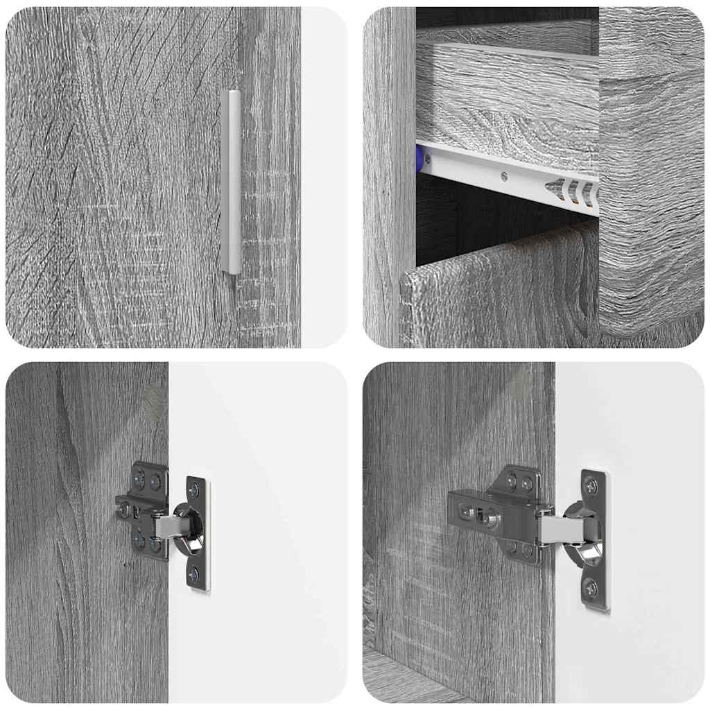 Dressoir FLORIN Grijs Sonoma 88,5 x 30,5 x 73 cm Bewerkt hout is nu te koop bij PeponiXL, paradijselijk wonen!