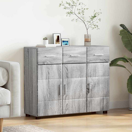 Dressoir FLORIN Grijs Sonoma 88,5 x 30,5 x 73 cm Bewerkt hout is nu te koop bij PeponiXL, paradijselijk wonen!