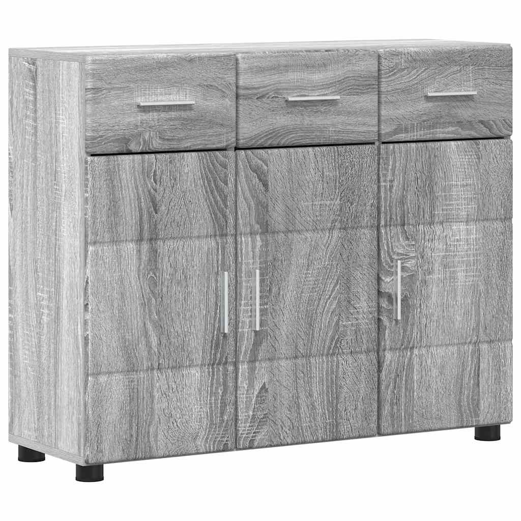 Dressoir FLORIN Grijs Sonoma 88,5 x 30,5 x 73 cm Bewerkt hout is nu te koop bij PeponiXL, paradijselijk wonen!