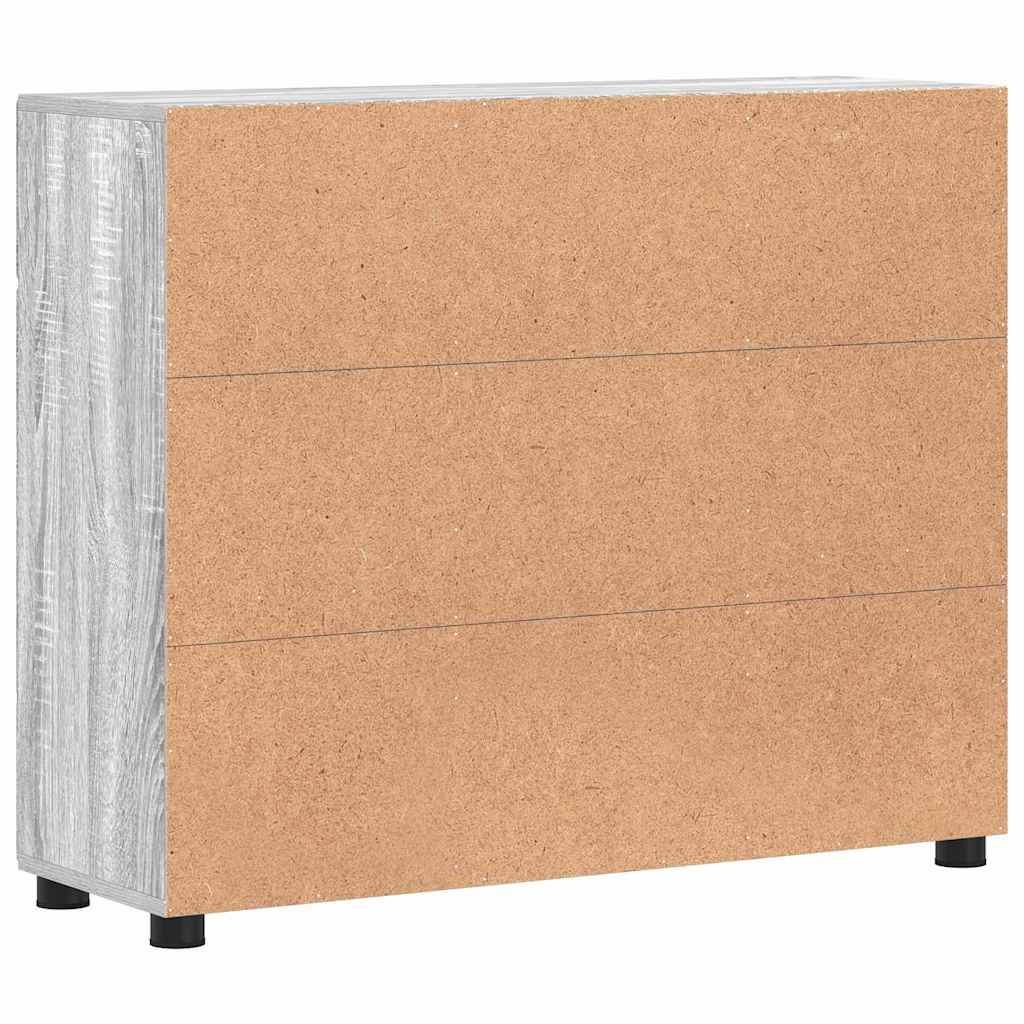 Dressoir FLORIN Grijs Sonoma 88,5 x 30,5 x 73 cm Bewerkt hout is nu te koop bij PeponiXL, paradijselijk wonen!