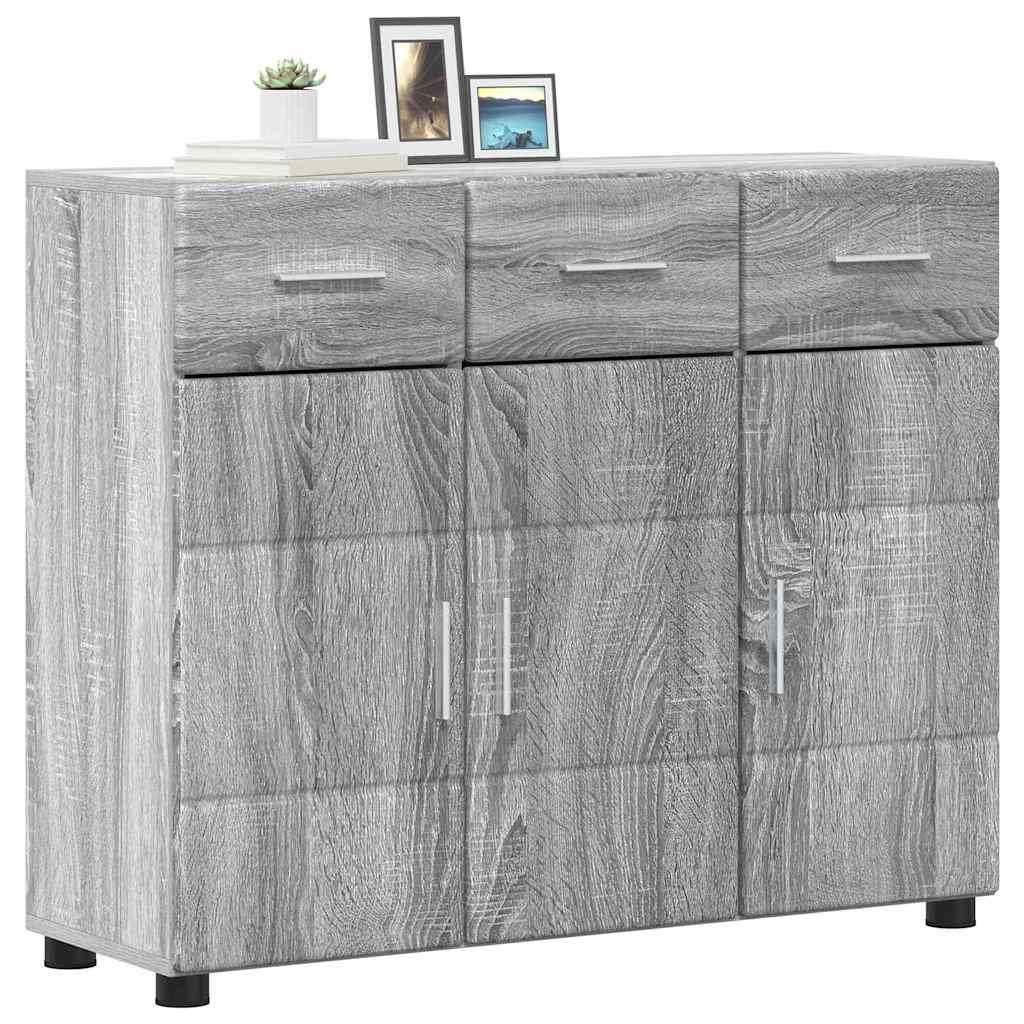 Dressoir FLORIN Grijs Sonoma 88,5 x 30,5 x 73 cm Bewerkt hout is nu te koop bij PeponiXL, paradijselijk wonen!