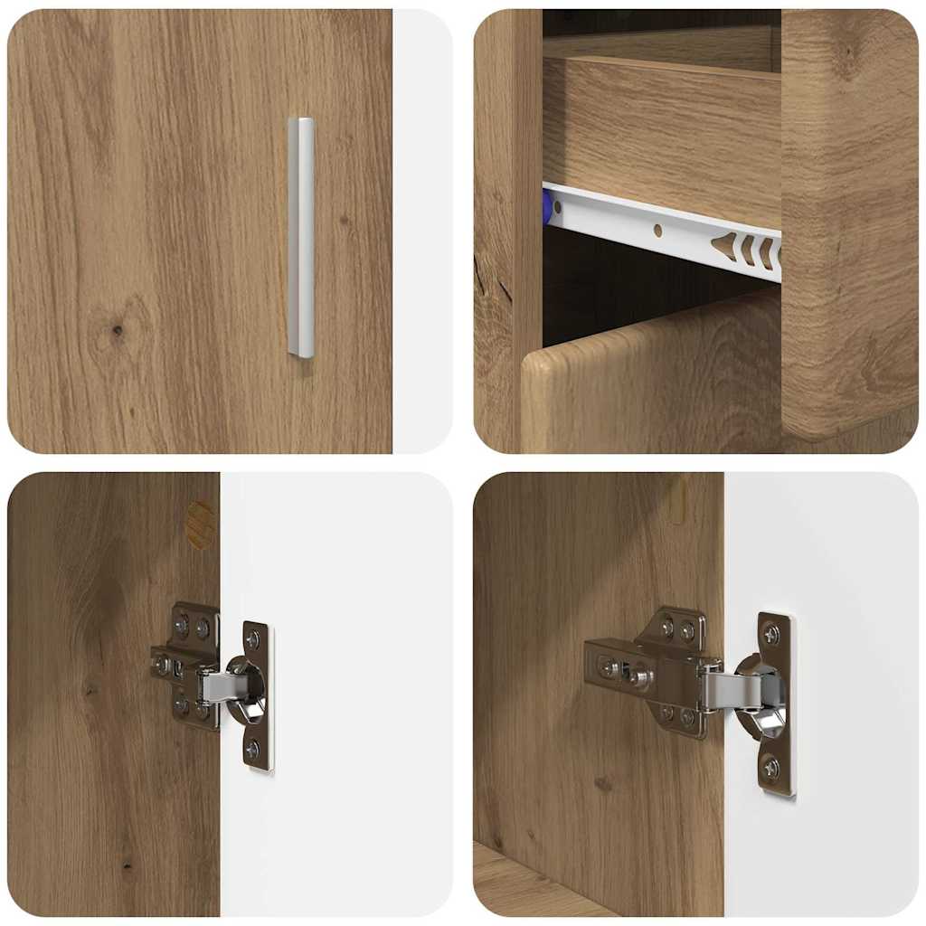 Dressoir FLORIN Artisan Eiken 88,5 x 30,5 x 73 cm Bewerkt hout is nu te koop bij PeponiXL, paradijselijk wonen!