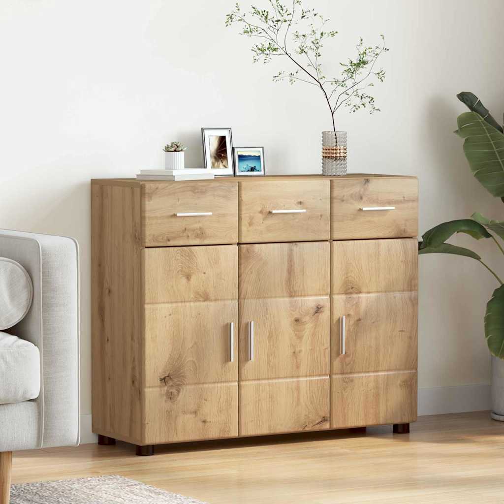 Dressoir FLORIN Artisan Eiken 88,5 x 30,5 x 73 cm Bewerkt hout is nu te koop bij PeponiXL, paradijselijk wonen!