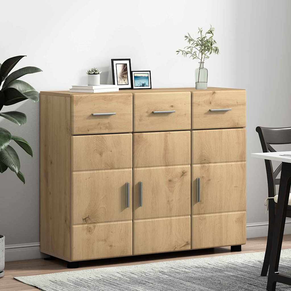 Dressoir FLORIN Artisan Eiken 88,5 x 30,5 x 73 cm Bewerkt hout is nu te koop bij PeponiXL, paradijselijk wonen!