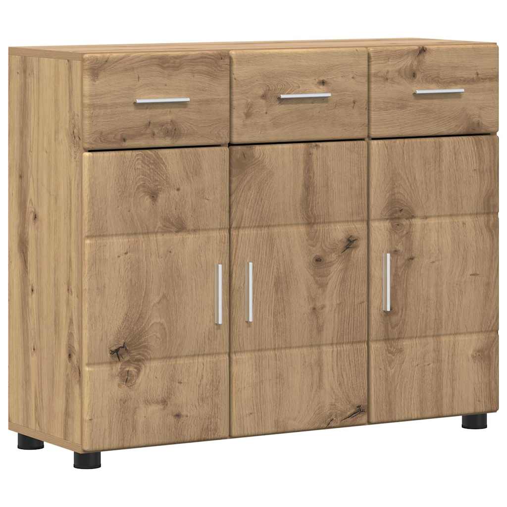 Dressoir FLORIN Artisan Eiken 88,5 x 30,5 x 73 cm Bewerkt hout is nu te koop bij PeponiXL, paradijselijk wonen!
