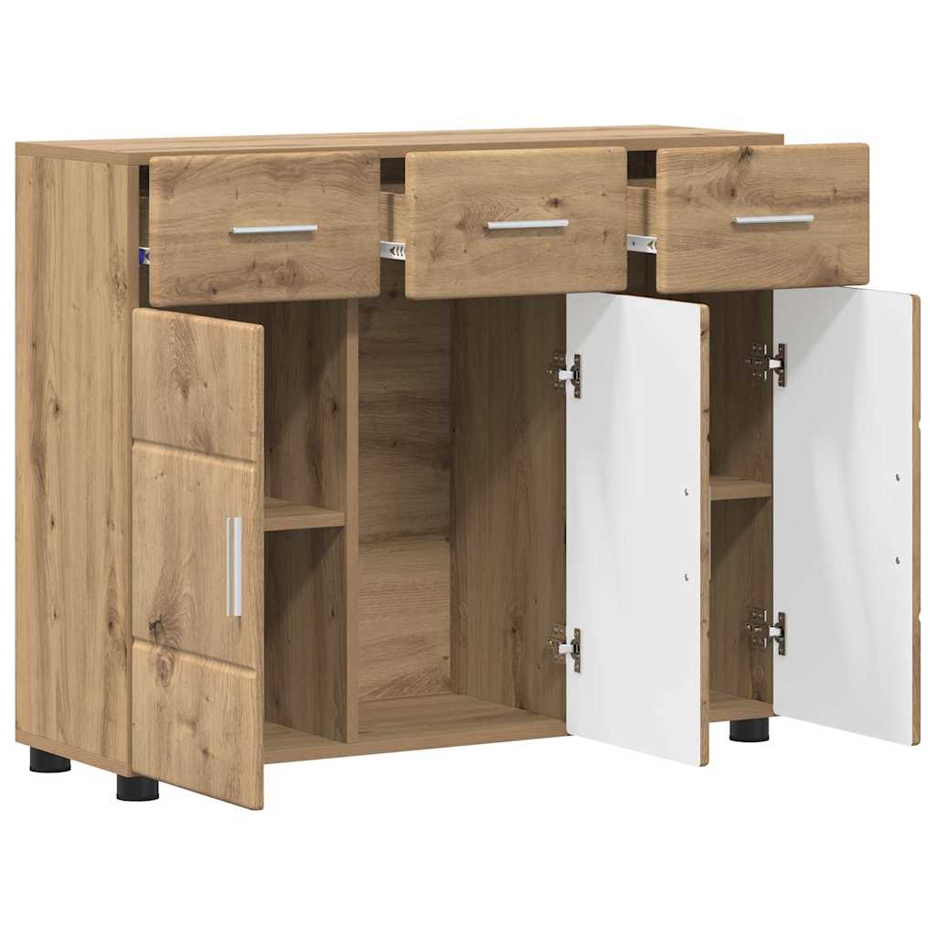 Dressoir FLORIN Artisan Eiken 88,5 x 30,5 x 73 cm Bewerkt hout is nu te koop bij PeponiXL, paradijselijk wonen!