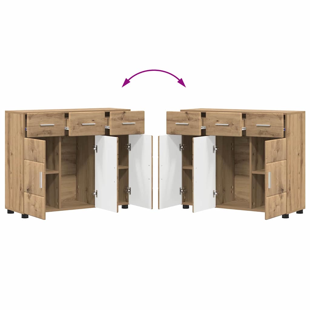 Dressoir FLORIN Artisan Eiken 88,5 x 30,5 x 73 cm Bewerkt hout is nu te koop bij PeponiXL, paradijselijk wonen!