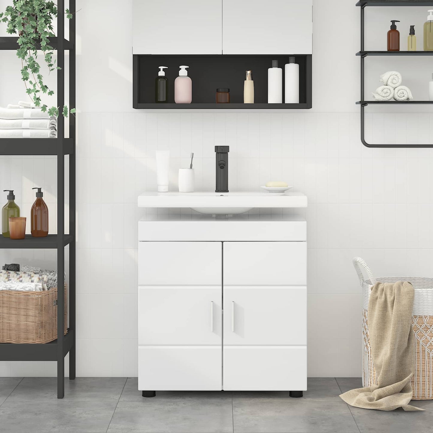 Badkamerkastenset TULUM Hoogglans wit 60 x 34 x 63 cm is nu te koop bij PeponiXL, paradijselijk wonen!