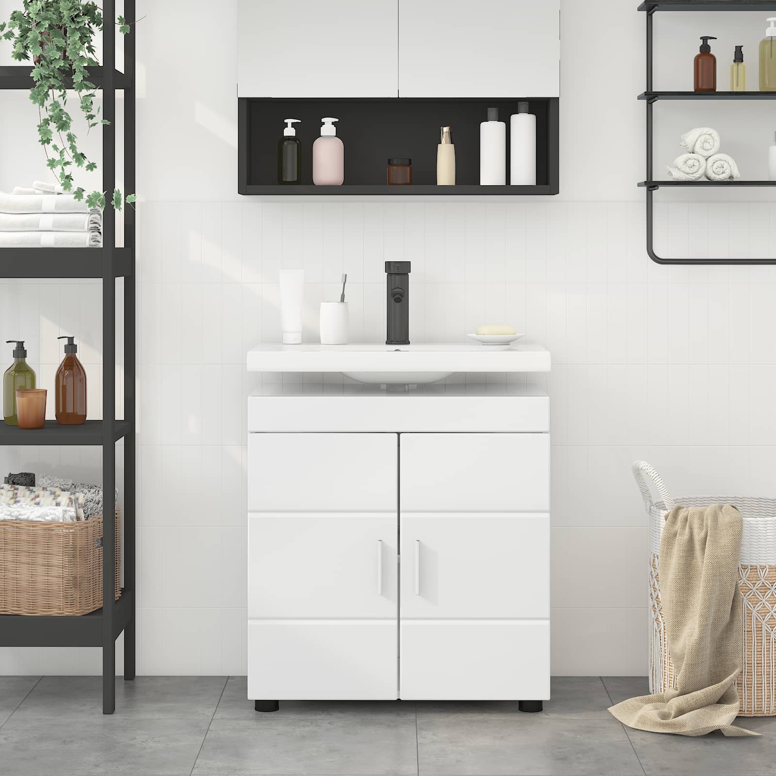 Badkamerkastenset TULUM Hoogglans wit 60 x 34 x 63 cm is nu te koop bij PeponiXL, paradijselijk wonen!