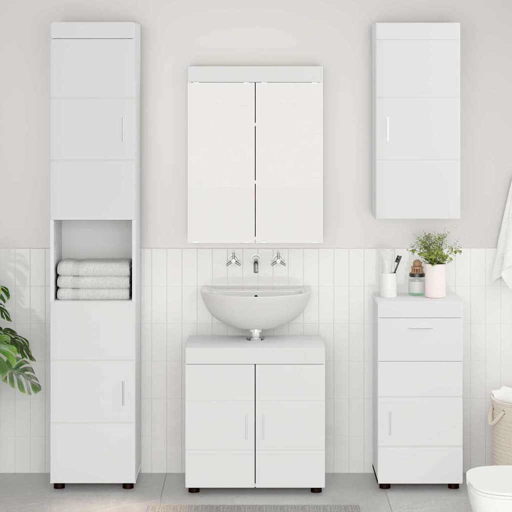 Badkamer wandkast TULUM Wit 37 x 24,5 x 86 cm Bewerkt hout is nu te koop bij PeponiXL, paradijselijk wonen!