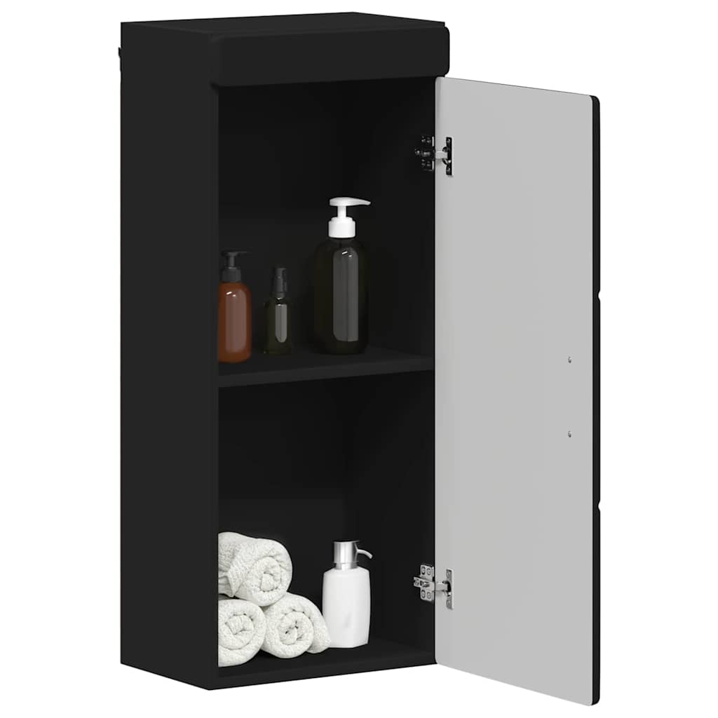 Badkamer wandkast TULUM Zwart 37 x 24,5 x 86 cm Bewerkt hout is nu te koop bij PeponiXL, paradijselijk wonen!