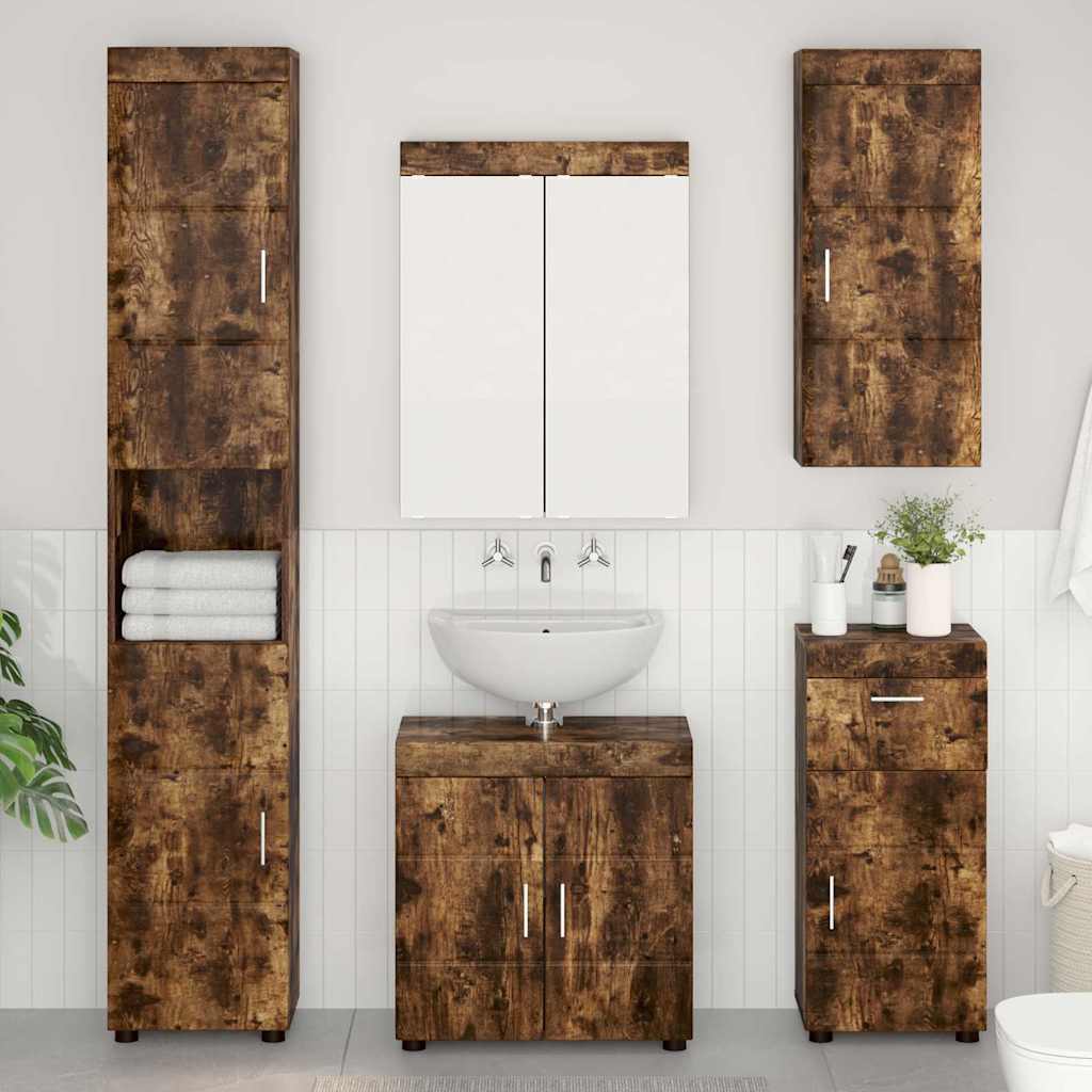 Badkamer wandkast TULUM Gerookt eiken 37 x 24,5 x 86 cm is nu te koop bij PeponiXL, paradijselijk wonen!