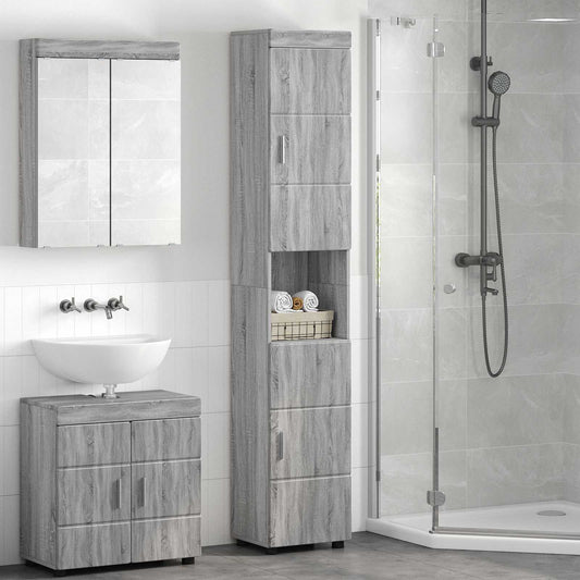 Badkamerkastenset TULUM Grijs Sonoma 37 x 31,5 x 203 cm is nu te koop bij PeponiXL, paradijselijk wonen!