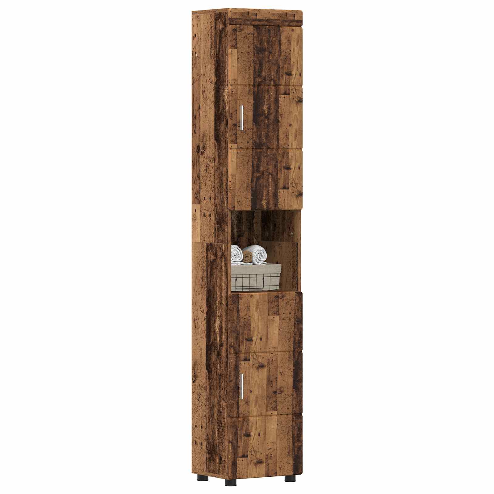 Badkamerkastenset TULUM Oudhout 37 x 31,5 x 203 cm Bewerkt hout is nu te koop bij PeponiXL, paradijselijk wonen!