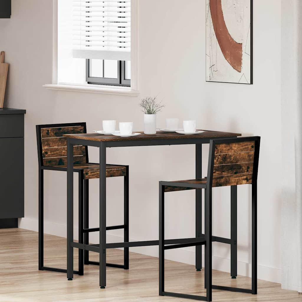 Tafel Gerookt eiken 100 x 50 x 90,5 cm Engineered hout en staal is nu te koop bij PeponiXL, paradijselijk wonen!