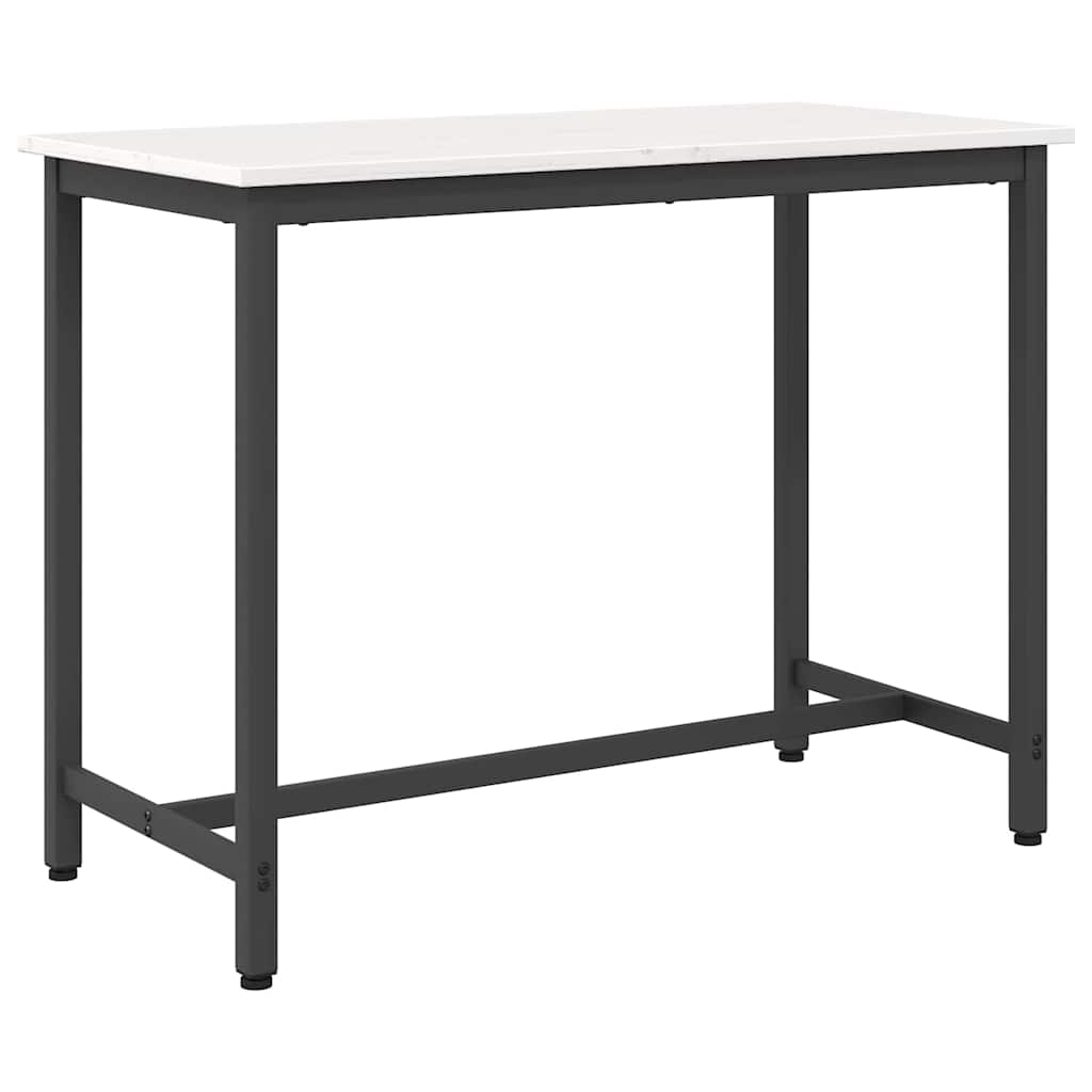 Tafel Wit 100 x 50 x 77 cm Engineered hout en staal is nu te koop bij PeponiXL, paradijselijk wonen!