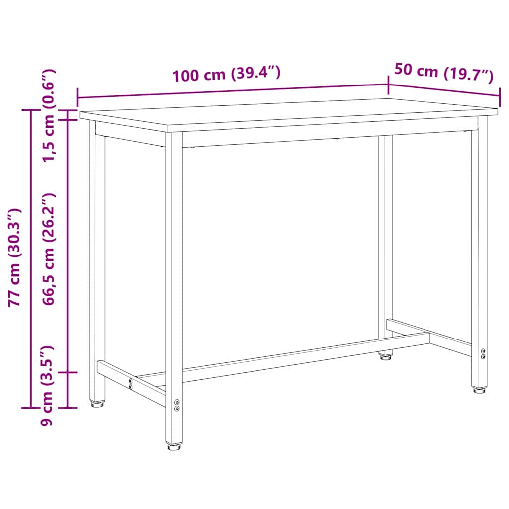 Tafel Wit 100 x 50 x 77 cm Engineered hout en staal is nu te koop bij PeponiXL, paradijselijk wonen!