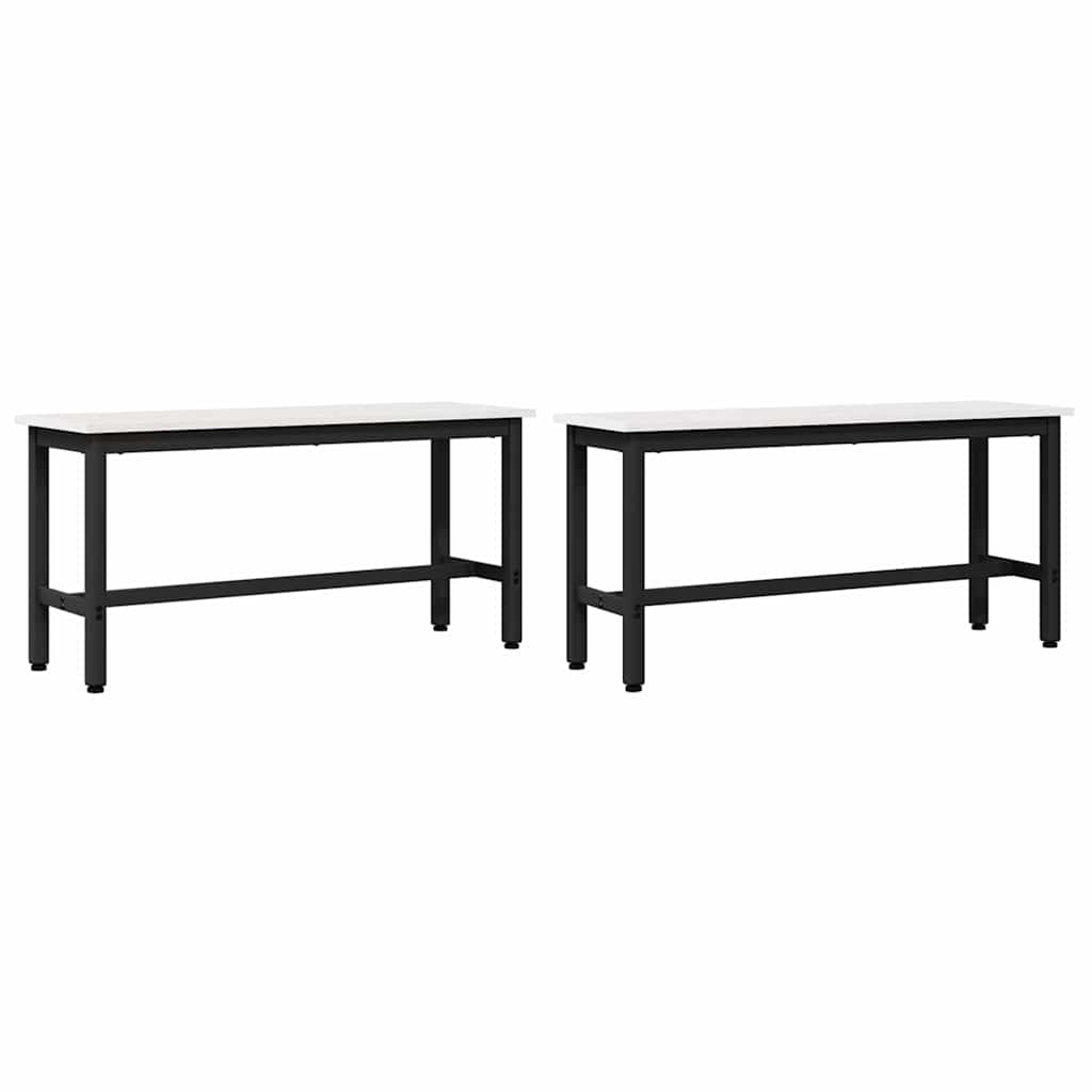 Eetbank 2 pcs Wit 100 x 32,5 x 49 cm Massief grenenhout is nu te koop bij PeponiXL, paradijselijk wonen!