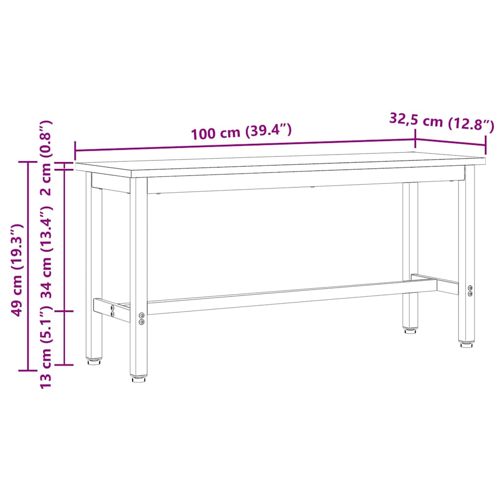 Eetbank 2 pcs Wit 100 x 32,5 x 49 cm Massief grenenhout is nu te koop bij PeponiXL, paradijselijk wonen!