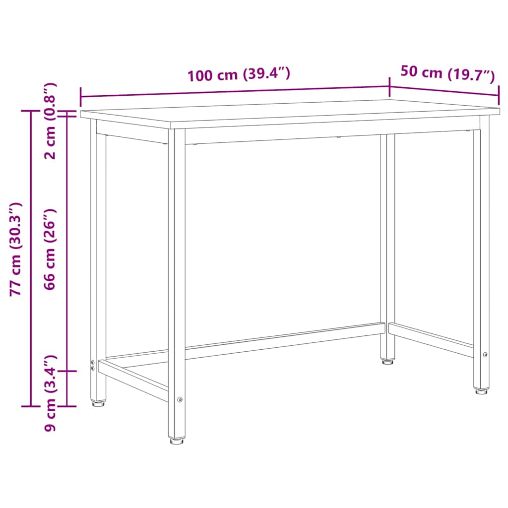 Tafel Wit 100 x 50 x 77 cm Engineered hout en staal is nu te koop bij PeponiXL, paradijselijk wonen!