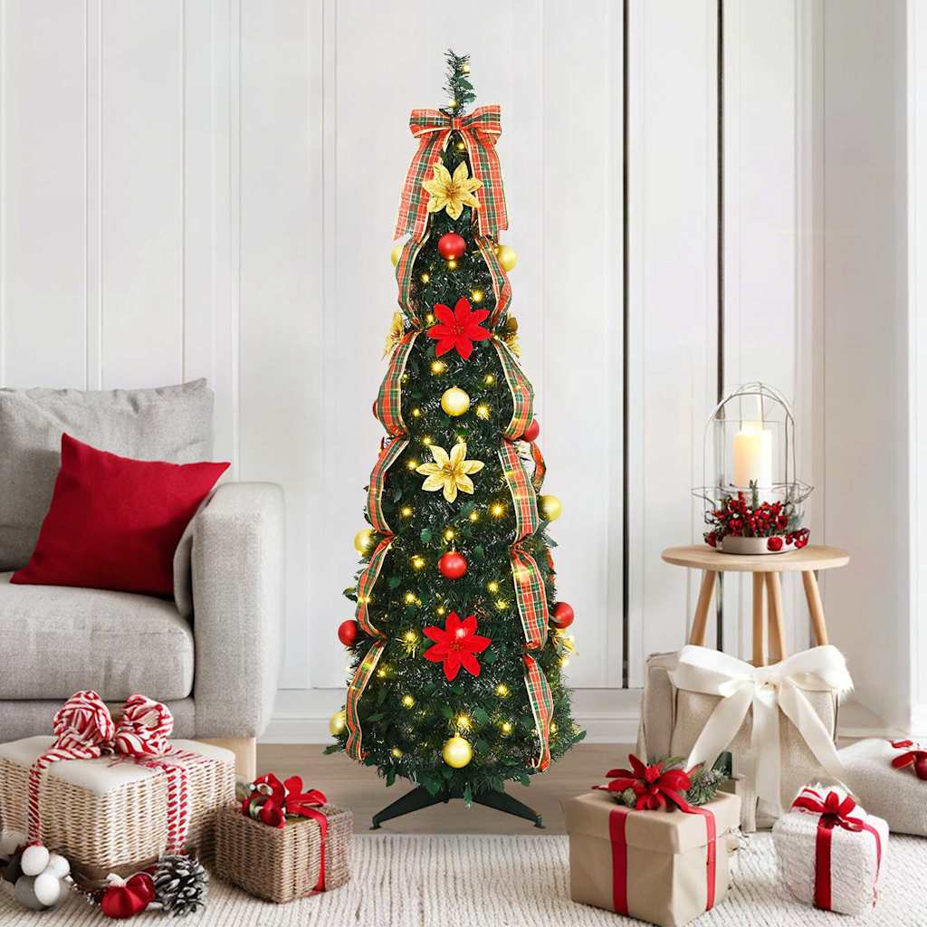Kunstkerstboom met 100 LED met standaard Groen 155 cm PVC is nu te koop bij PeponiXL, paradijselijk wonen!