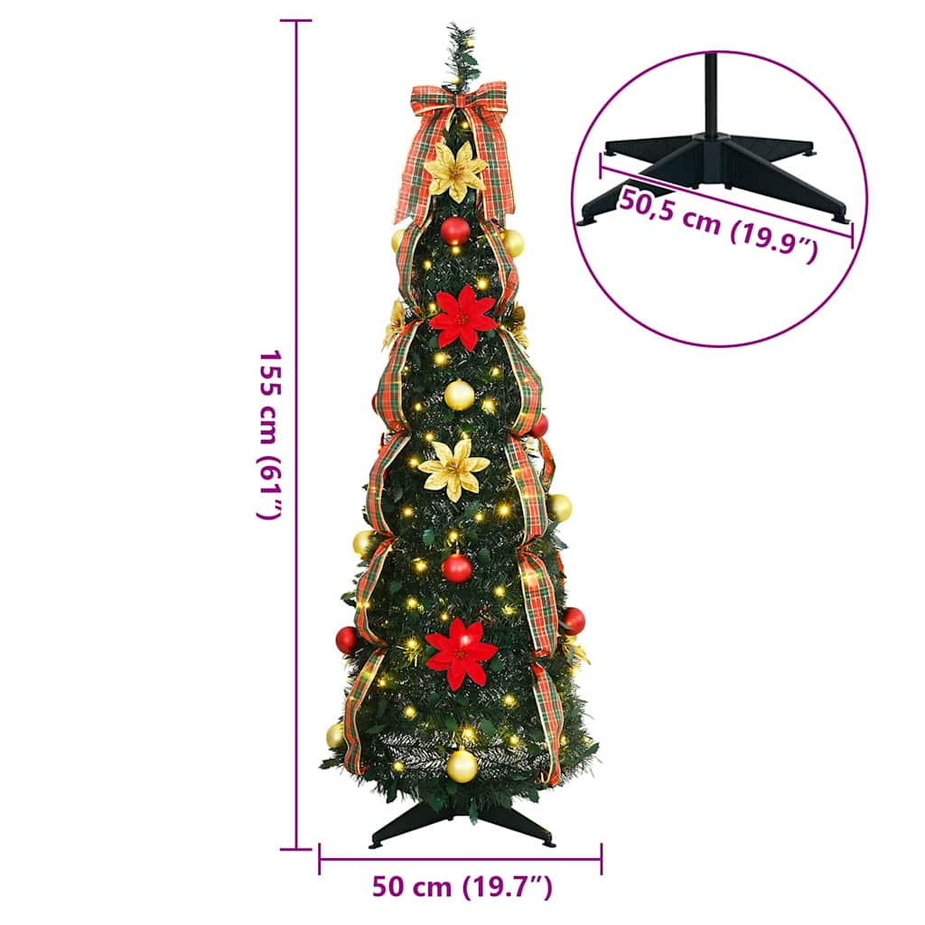 Kunstkerstboom met 100 LED met standaard Groen 155 cm PVC is nu te koop bij PeponiXL, paradijselijk wonen!