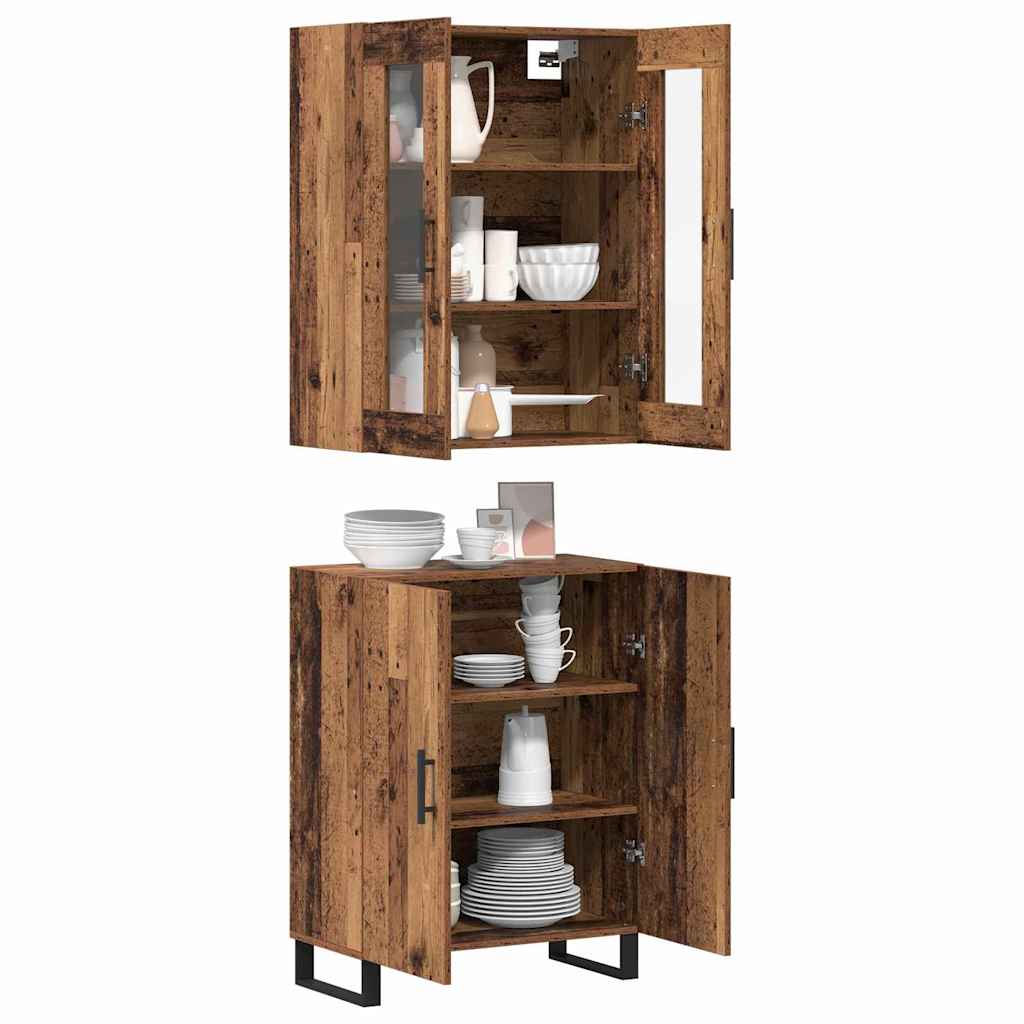 Hoge kast 2 pcs Oud hout Bewerkt hout is nu te koop bij PeponiXL, paradijselijk wonen!