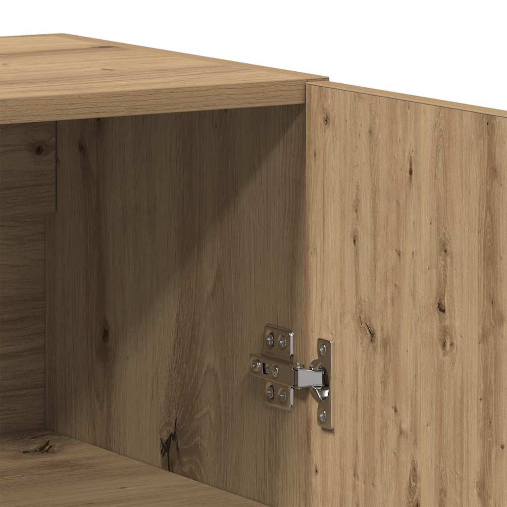 Hoge kast 2 pcs artisanaal eikenkleurig Bewerkt hout is nu te koop bij PeponiXL, paradijselijk wonen!