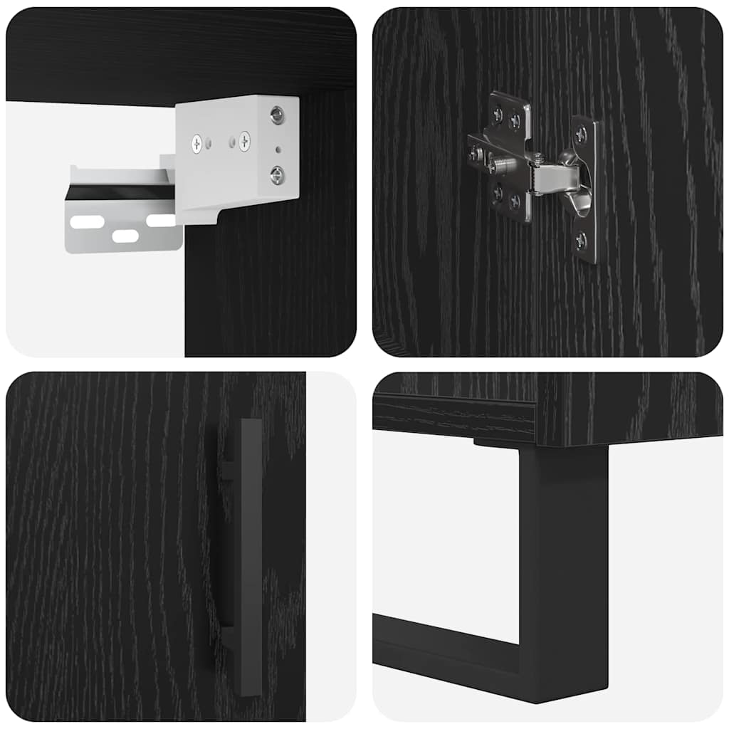 Hoge kast 2 pcs Zwart eiken Bewerkt hout is nu te koop bij PeponiXL, paradijselijk wonen!