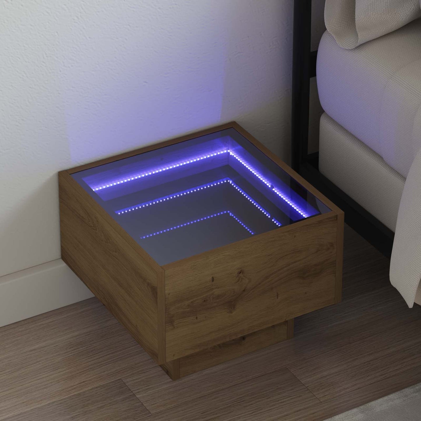 Salontafel Artisan Eiken 40 x 40 x 30 cm Bewerkt hout is nu te koop bij PeponiXL, paradijselijk wonen!