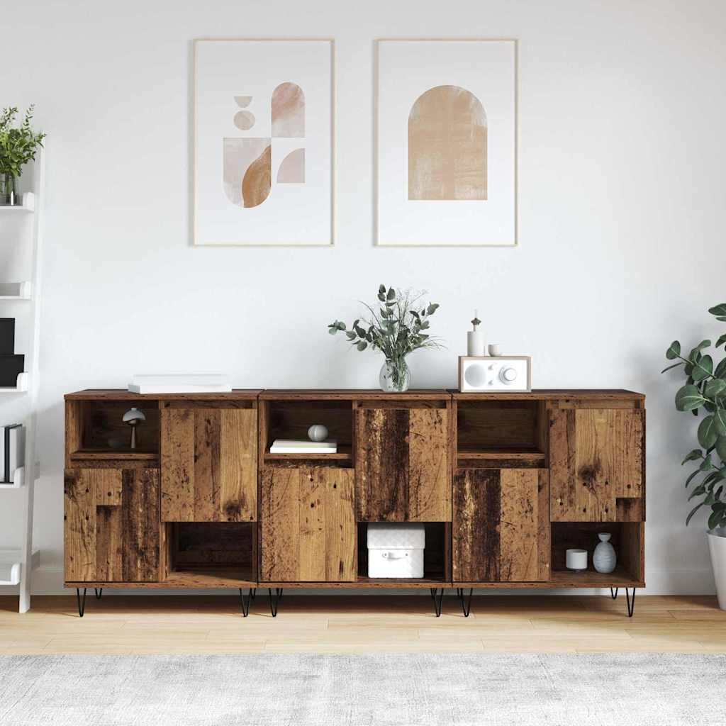 Dressoir 3 pcs Oudhout 60 x 35 x 70 cm is nu te koop bij PeponiXL, paradijselijk wonen!