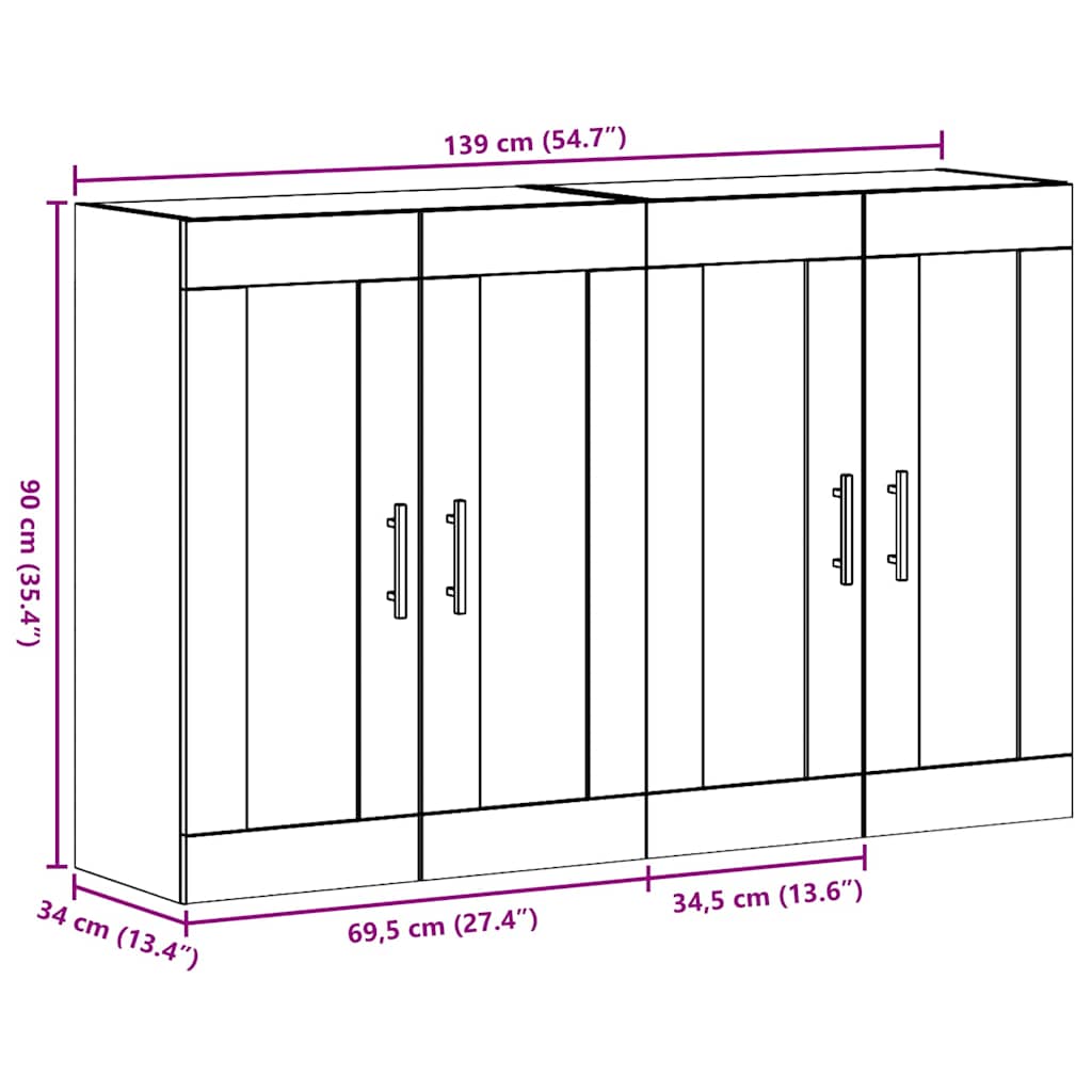 Wandgemonteerde Kasten 2 pcs Oud hout 69,5 x 34 x 90 cm is nu te koop bij PeponiXL, paradijselijk wonen!