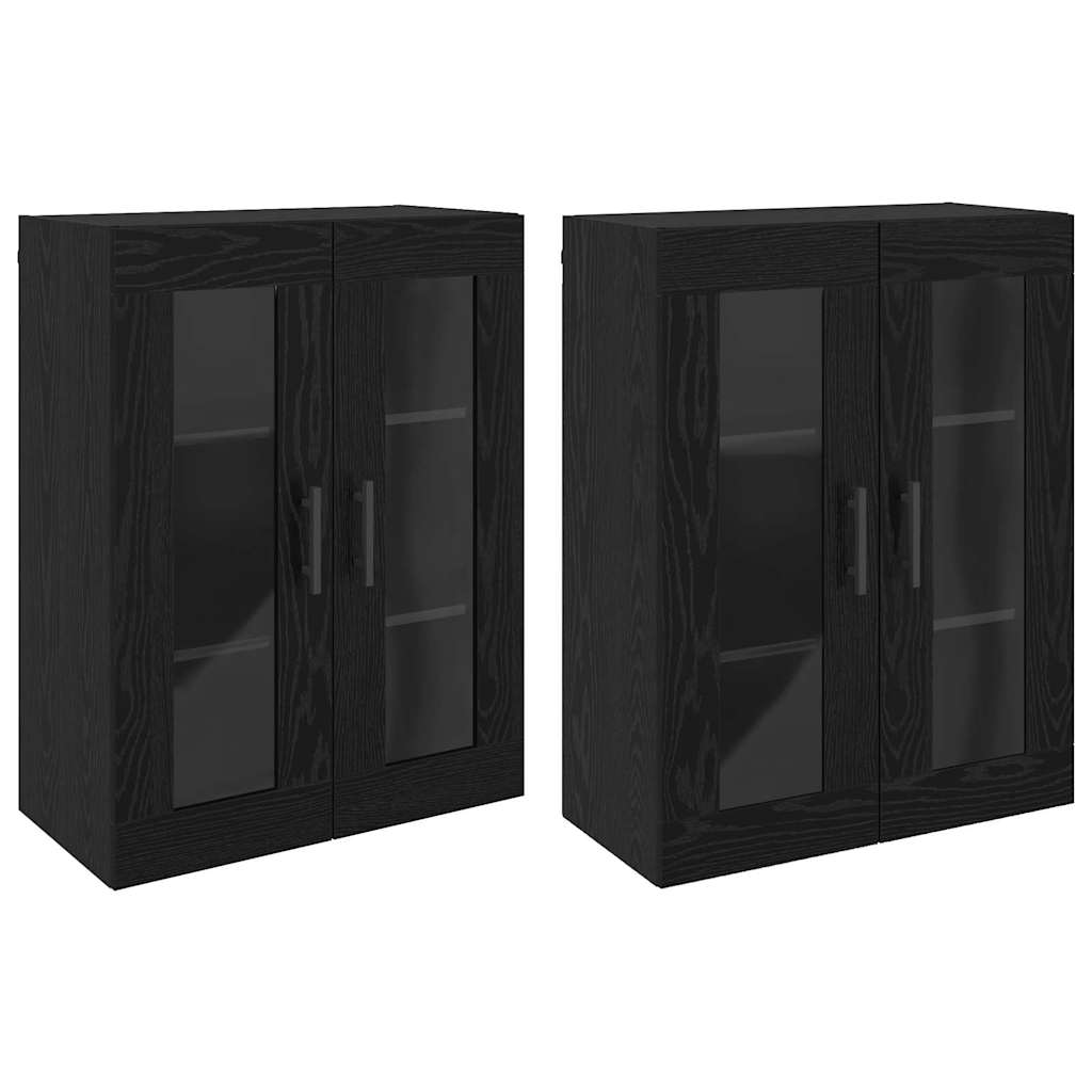 Wandgemonteerde Kasten 2 pcs Zwart eiken 69,5 x 34 x 90 cm is nu te koop bij PeponiXL, paradijselijk wonen!