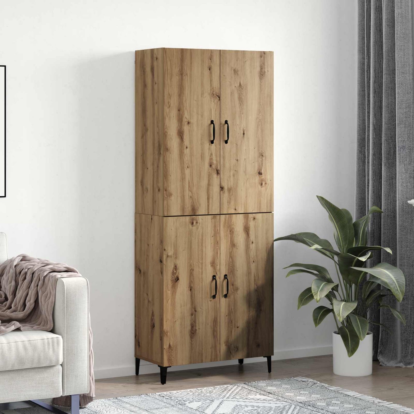 Hoge kast 2 pcs Artisan Eiken 69,5 x 34 x 180 cm Bewerkt hout is nu te koop bij PeponiXL, paradijselijk wonen!