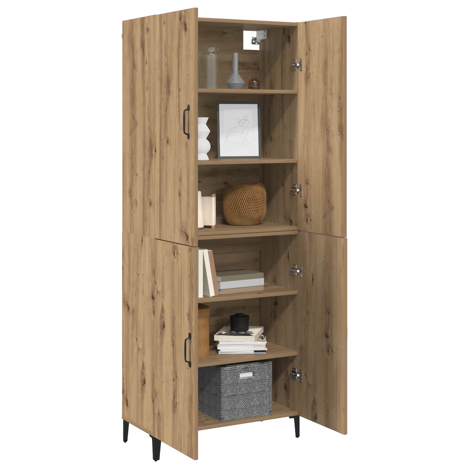 Hoge kast 2 pcs Artisan Eiken 69,5 x 34 x 180 cm Bewerkt hout is nu te koop bij PeponiXL, paradijselijk wonen!