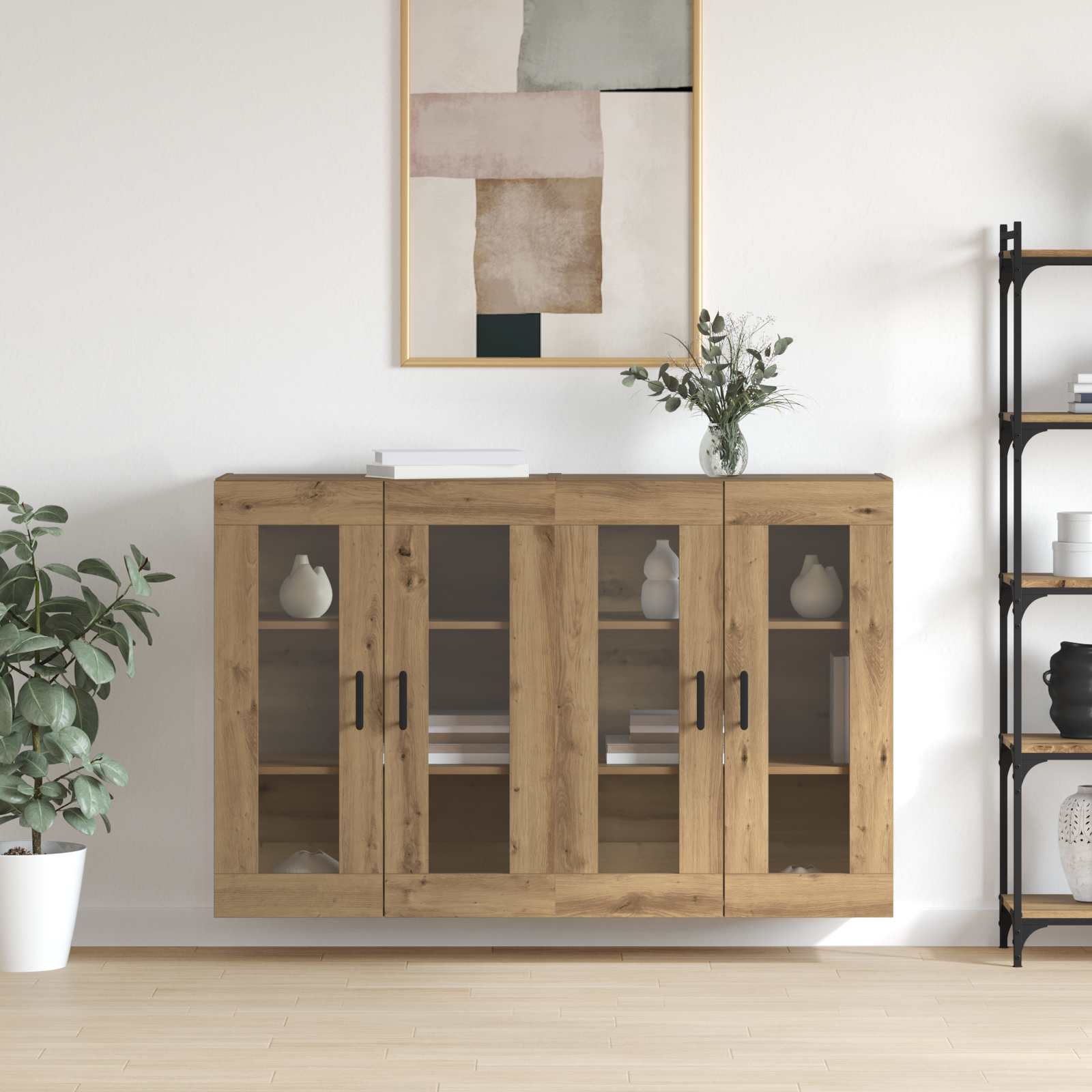 Wandgemonteerde Kasten 2 pcs artisanaal eikenkleurig is nu te koop bij PeponiXL, paradijselijk wonen!