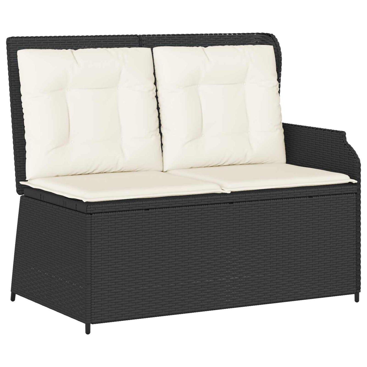 Tuinbank met kussen Zwart en Cream Wit poly rattan is nu te koop bij PeponiXL, paradijselijk wonen!