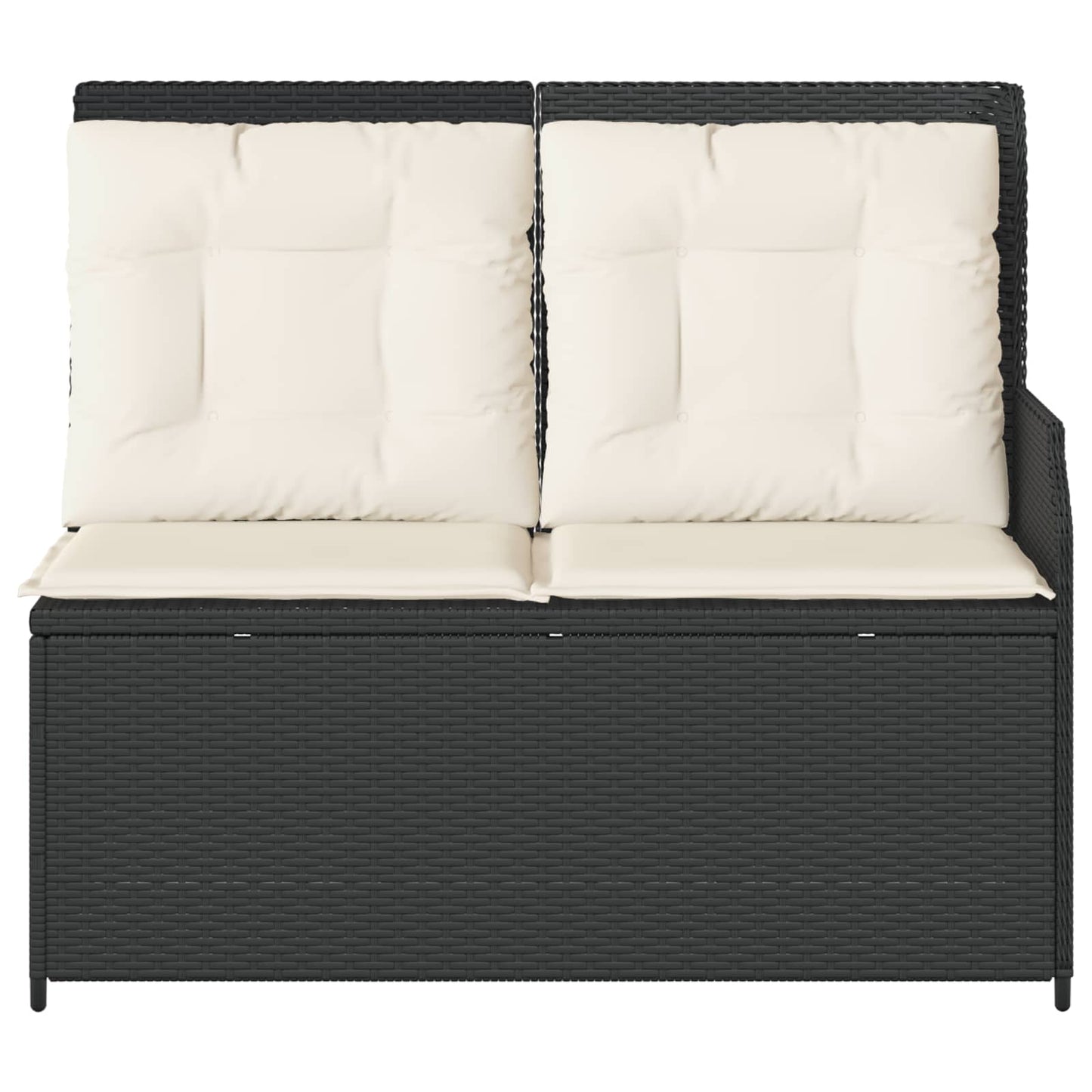 Tuinbank met kussen Zwart en Cream Wit poly rattan is nu te koop bij PeponiXL, paradijselijk wonen!