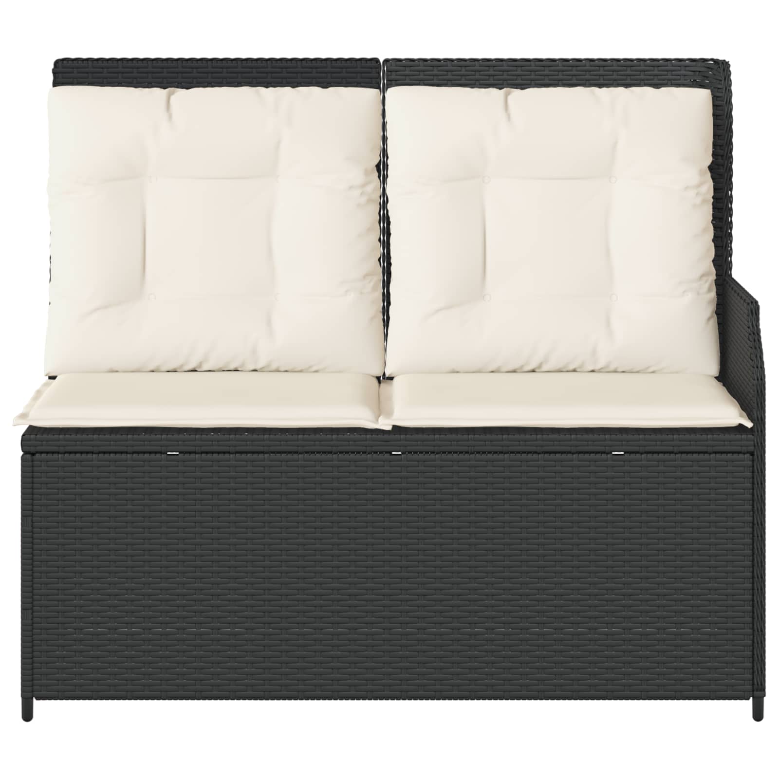 Tuinbank met kussen Zwart en Cream Wit poly rattan is nu te koop bij PeponiXL, paradijselijk wonen!