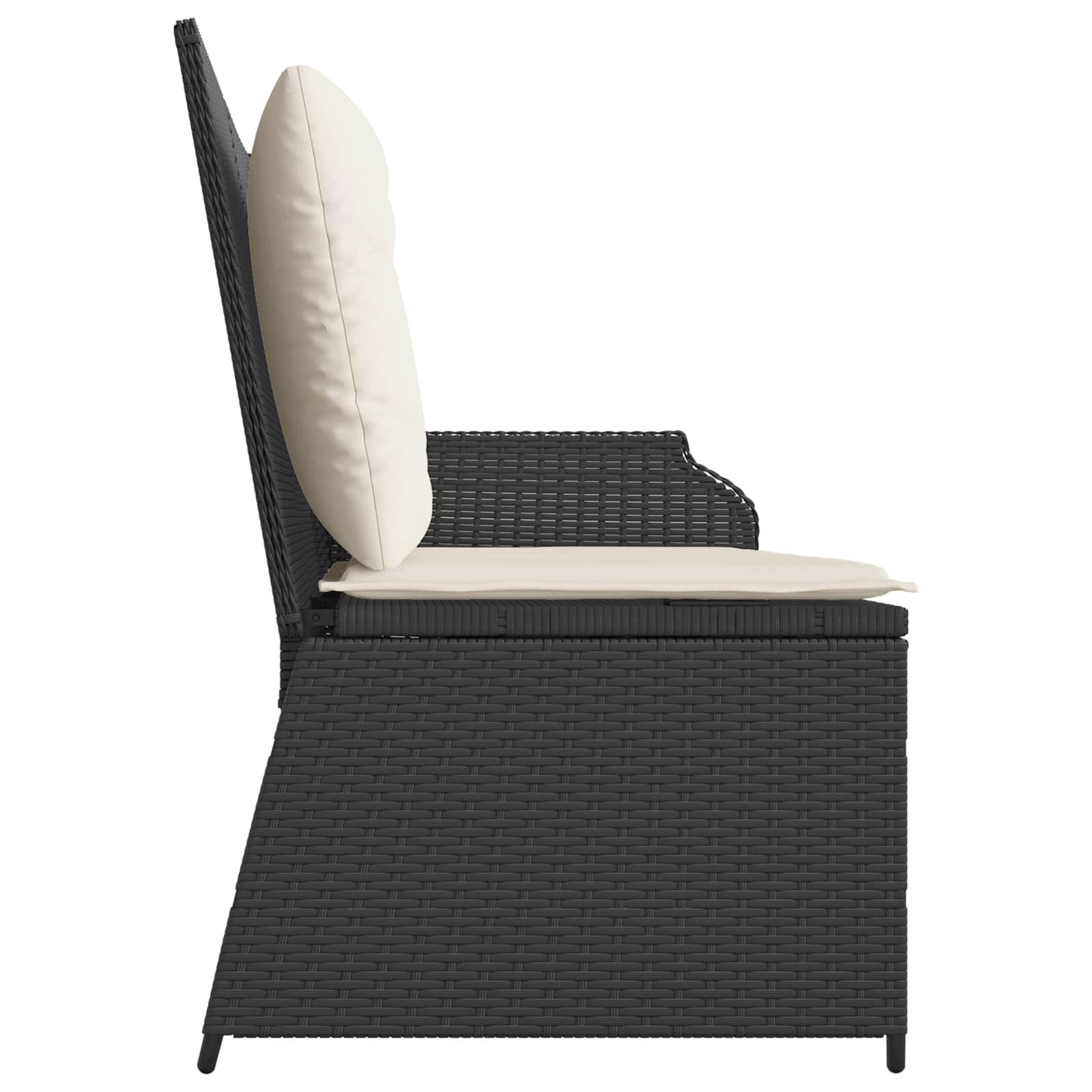Tuinbank met kussen Zwart en Cream Wit poly rattan is nu te koop bij PeponiXL, paradijselijk wonen!