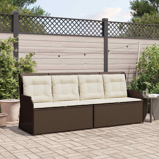 Tuinbank met kussen Zwart en Cream Wit poly rattan is nu te koop bij PeponiXL, paradijselijk wonen!