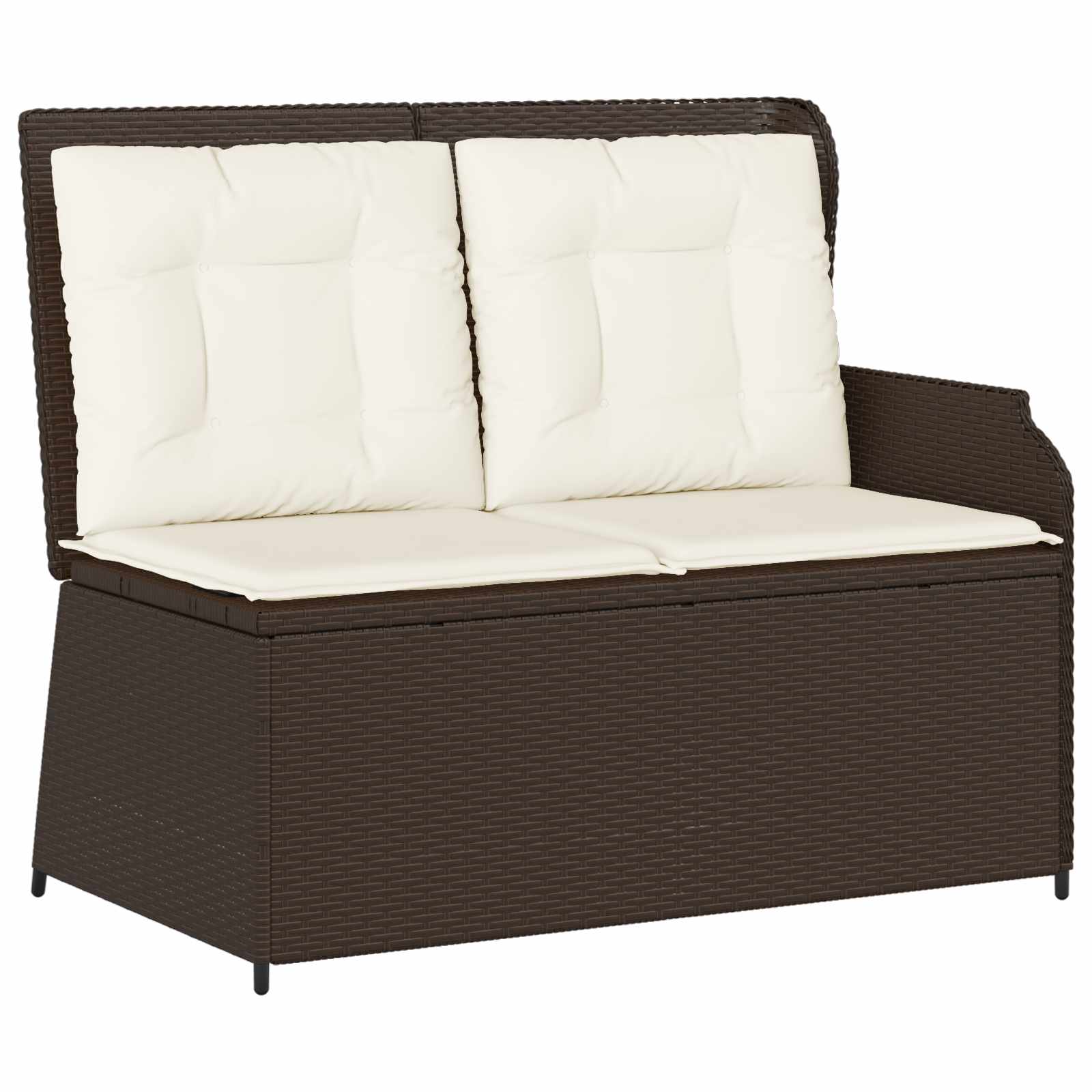 Tuinbank met kussen Zwart en Cream Wit poly rattan is nu te koop bij PeponiXL, paradijselijk wonen!
