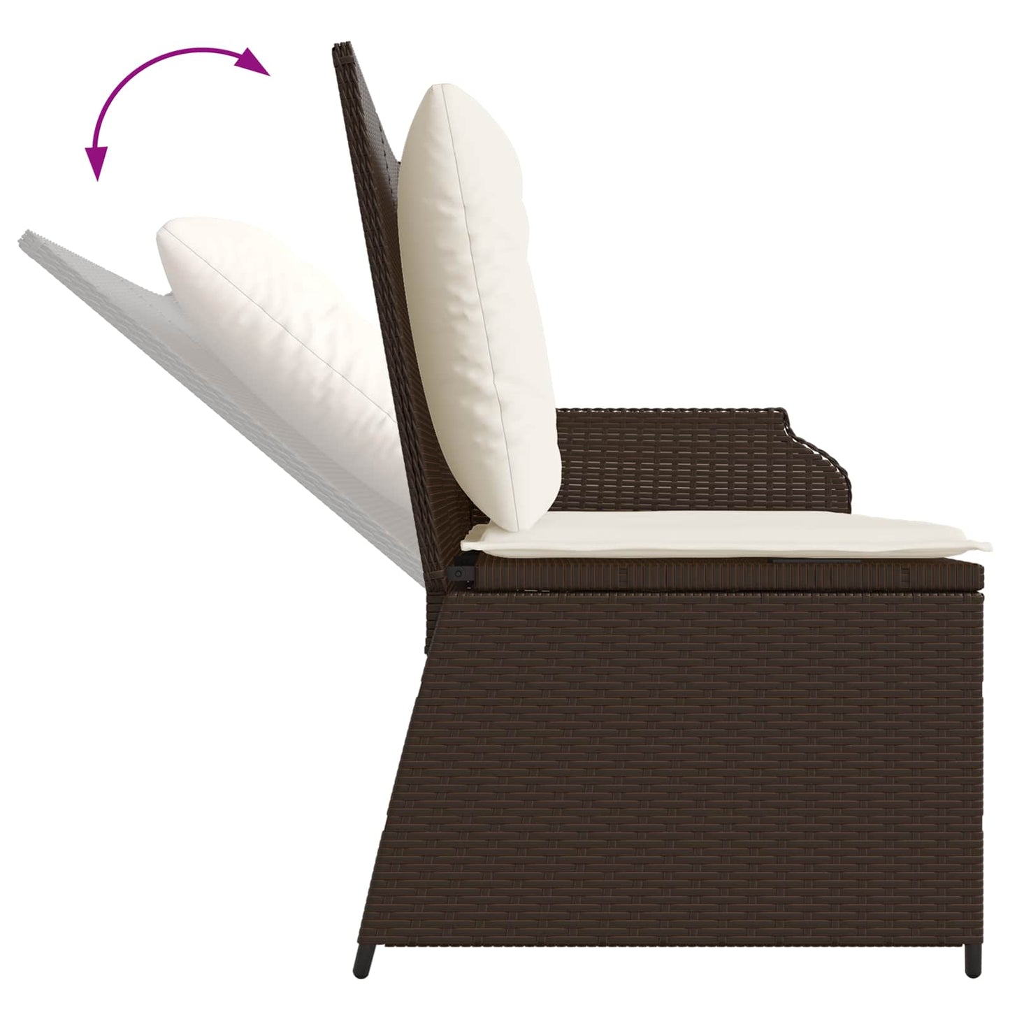 Tuinbank met kussen Zwart en Cream Wit poly rattan is nu te koop bij PeponiXL, paradijselijk wonen!