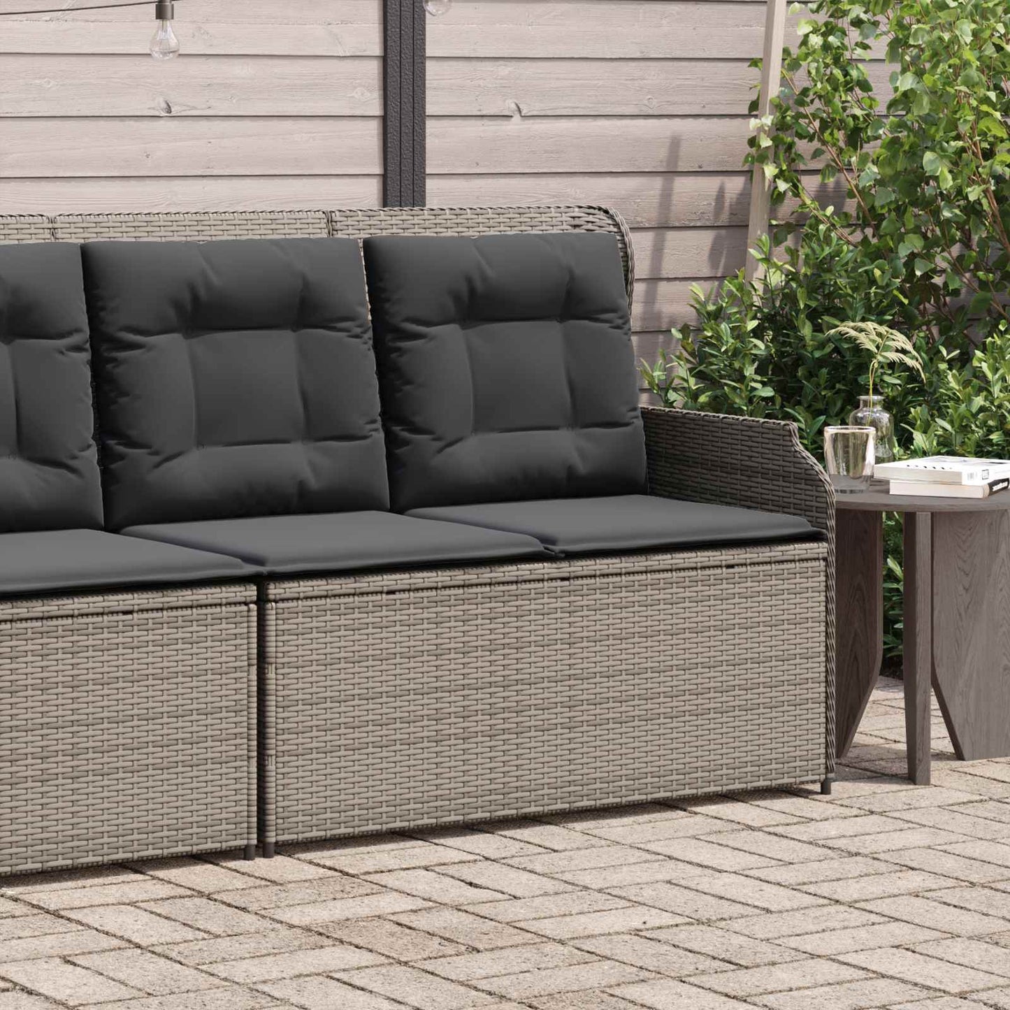 Tuinbank met kussen Grijs poly rattan is nu te koop bij PeponiXL, paradijselijk wonen!