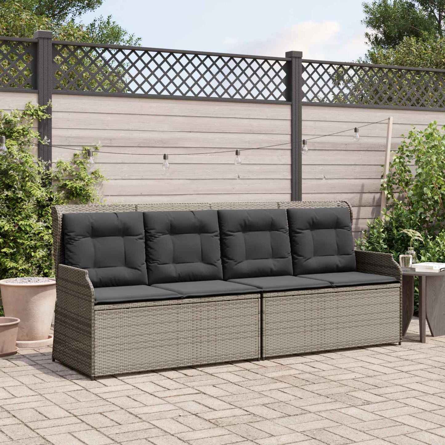 Tuinbank met kussen Grijs poly rattan is nu te koop bij PeponiXL, paradijselijk wonen!